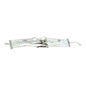 Braided/Strand 7.25"-8.75" Wristband with Charms Women's 6-in-1White/Silver-Tone